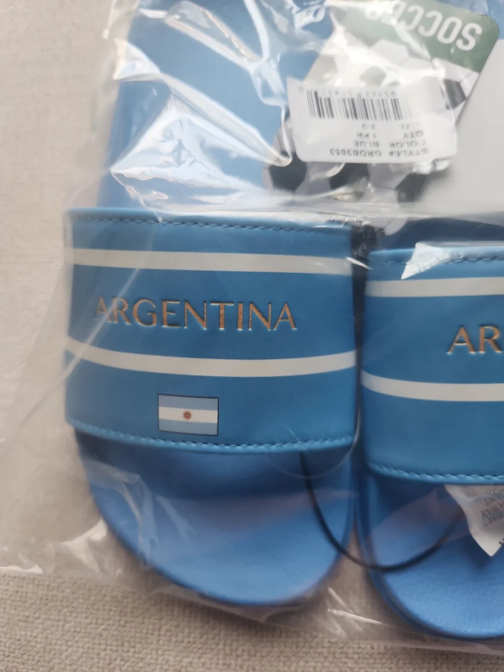 Argentina SOCCER  Blue Kids Slide Sandals Size 2-3